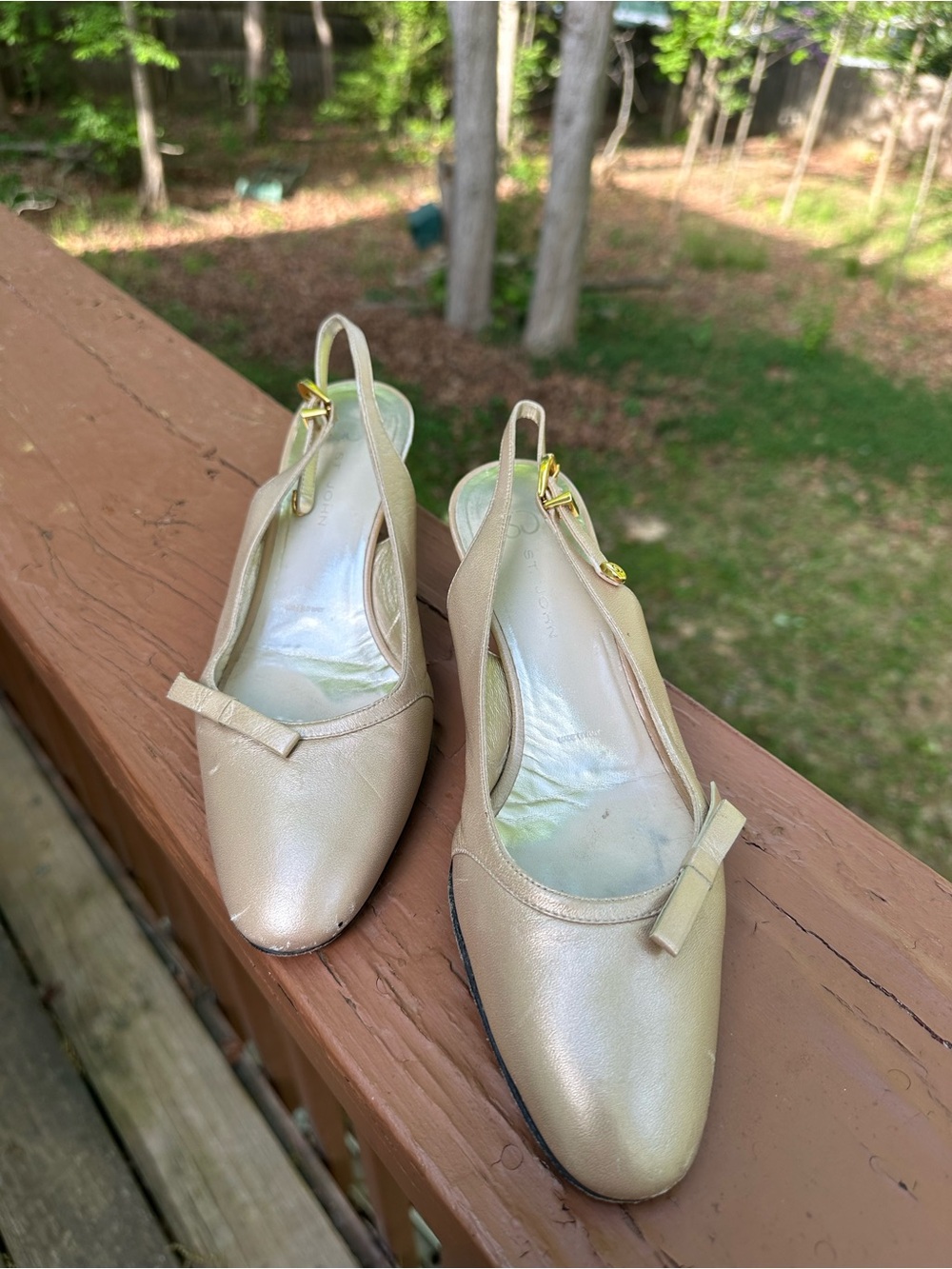 St. John leather gold kitten heel shoes